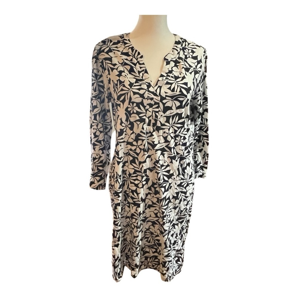 Lands’ End Floral Black and White Dress/ Cover Up XS